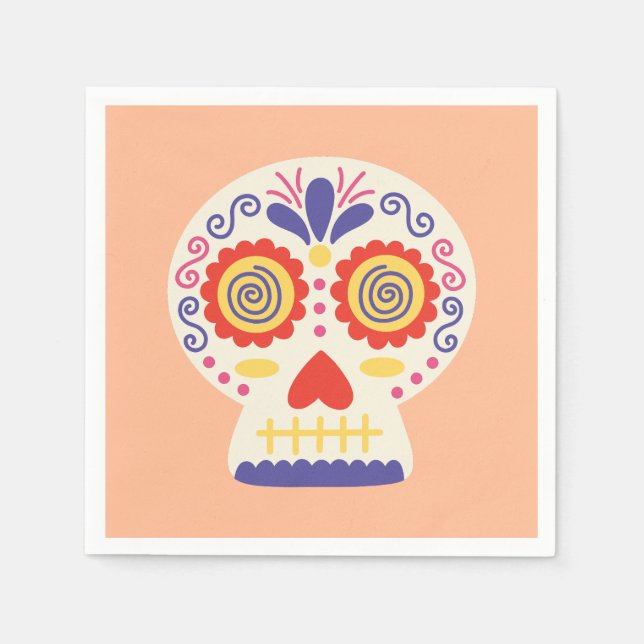 Dia de los Muertos Party Deco Orange Paper Napkin Serviette (Vorderseite)
