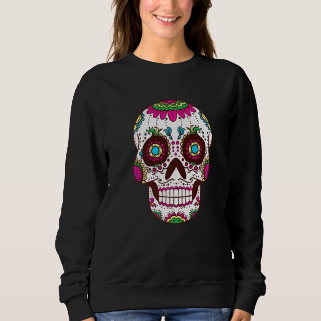 Dia De Los Muertos Pink Elements Skull Mask Premiu Sweatshirt (Vorderseite)