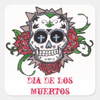 dia de los muertos quadratischer aufkleber