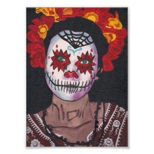 Dia De Los Muertos Red Lady Fotodruck