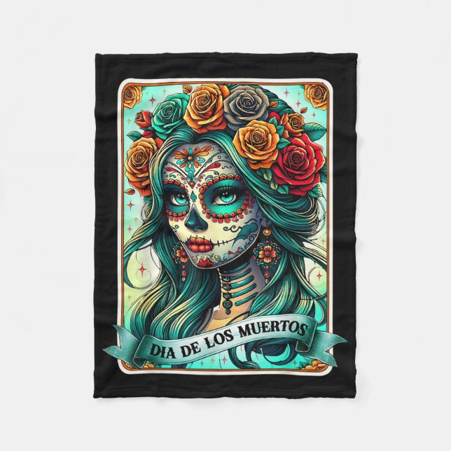Dia de Los Muertos Rose Blume Frauentag Fleecedecke (Vorderseite)