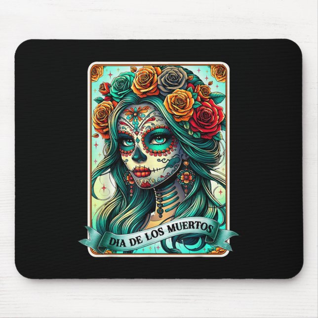 Dia de Los Muertos Rose Blume Frauentag Mousepad (Vorne)