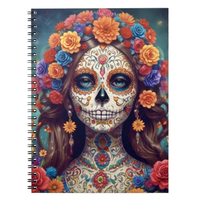 Día de los Muertos schönes Notizbuch Notizblock (Vorderseite)