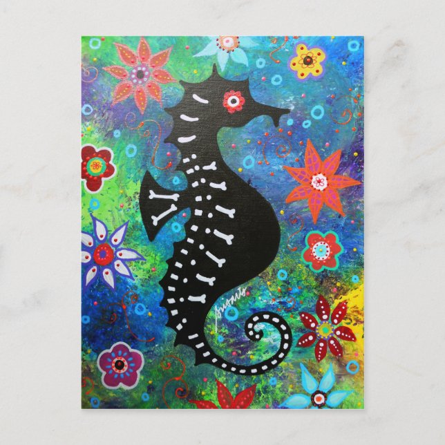 Dia de los Muertos Seepferd Postkarte (Vorderseite)