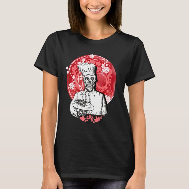 Dia de los Muertos Skeleton Chef Sugar Skull Moon T-Shirt (Vorderseite)