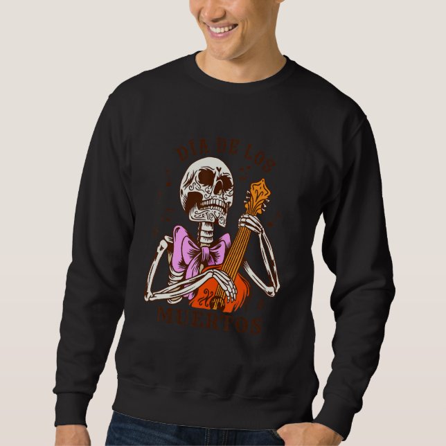 Dia De Los Muertos Skeleton Colourful Bow Music Gu Sweatshirt (Vorderseite)