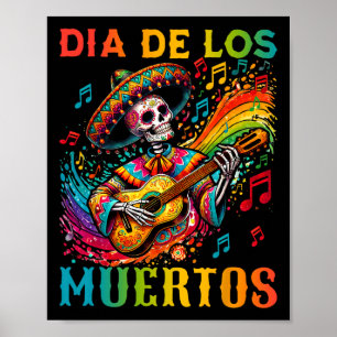 Dia de Los Muertos Skeleton spielen Gitarre Tag de Poster