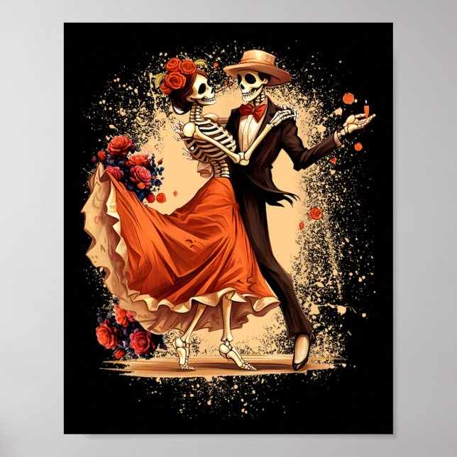 Dia De Los Muertos Skeletons tanzen Mexican Day O Poster (Vorne)