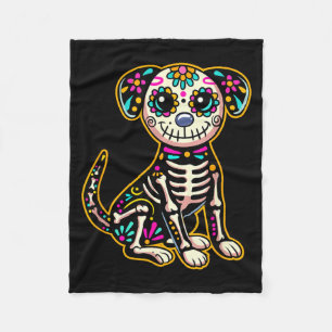 Dia De Los Muertos Skelett Zucker-Schädel-Hund Tag Fleecedecke
