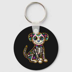 Dia De Los Muertos Skelett Zucker-Schädel-Hund Tag Schlüsselanhänger