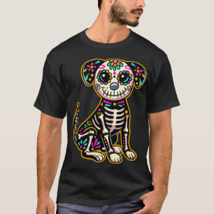 Dia de los Muertos Skelett Zucker-Schädel-Hund-Tag T-Shirt
