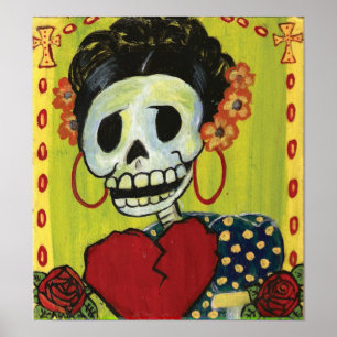 dia de los muertos skeletto bedruckte Dame Poster