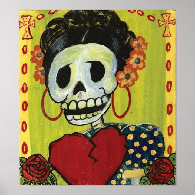 dia de los muertos skeletto bedruckte Dame Poster (Vorne)