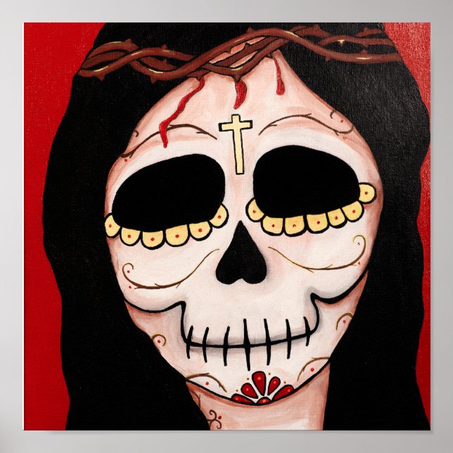 Dia de los Muertos Skeletts Jesus Print Poster (Vorne)