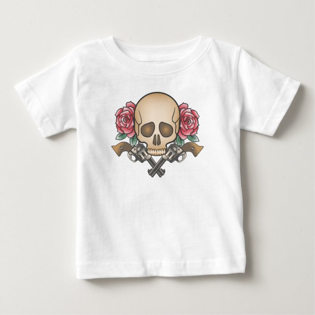 Dia de los Muertos Skull and Guns | Rüschen T-Shir Baby T-shirt (Vorderseite)