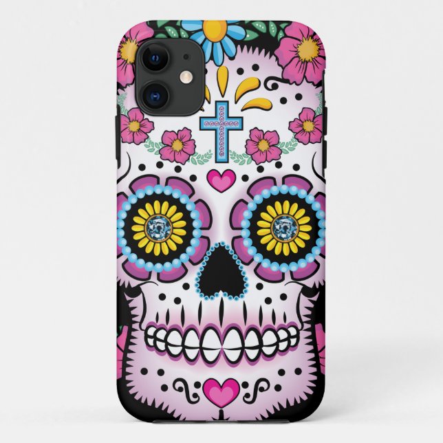 Dia de los Muertos Skull Case-Mate iPhone Hülle (Rückseite)