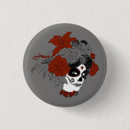 Día de los Muertos Skull Face Button