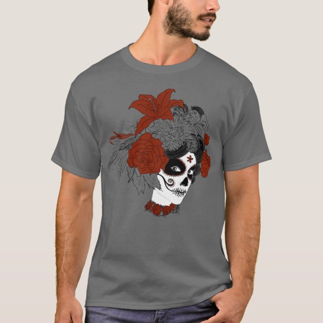 Día de los Muertos Skull Face T-Shirt (Vorderseite)