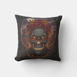 Día de los Muertos Skull, Gothic throw Kissen