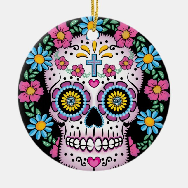Dia de los Muertos Skull Keramikornament (Vorne)