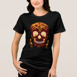 Dia de los Muertos Skull Made of Marigold Blume Tri-Blend Shirt