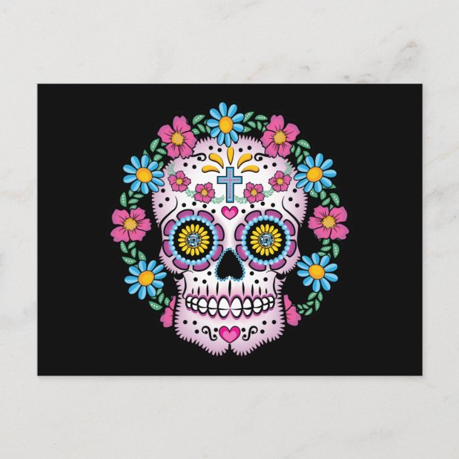 Dia de los Muertos Skull Postkarte (Vorderseite)