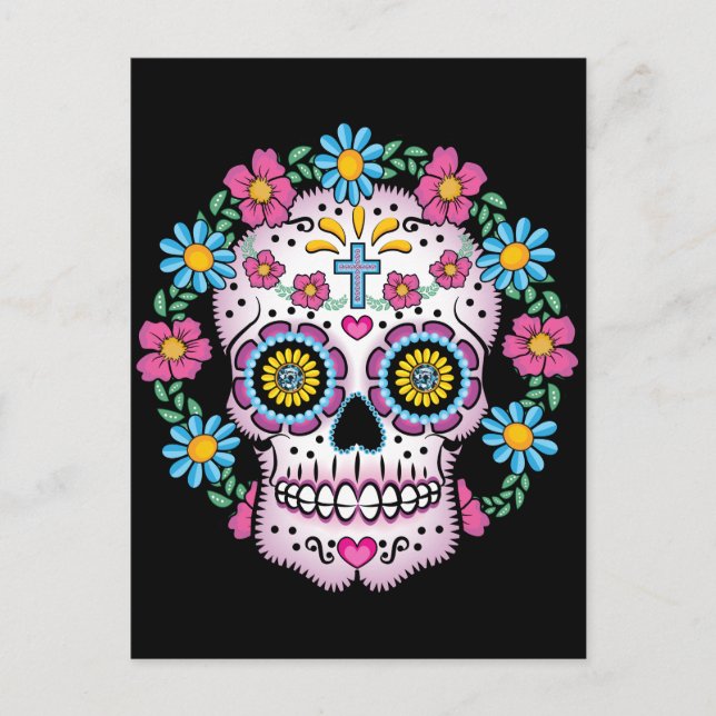 Dia de los Muertos Skull Postkarte (Vorderseite)