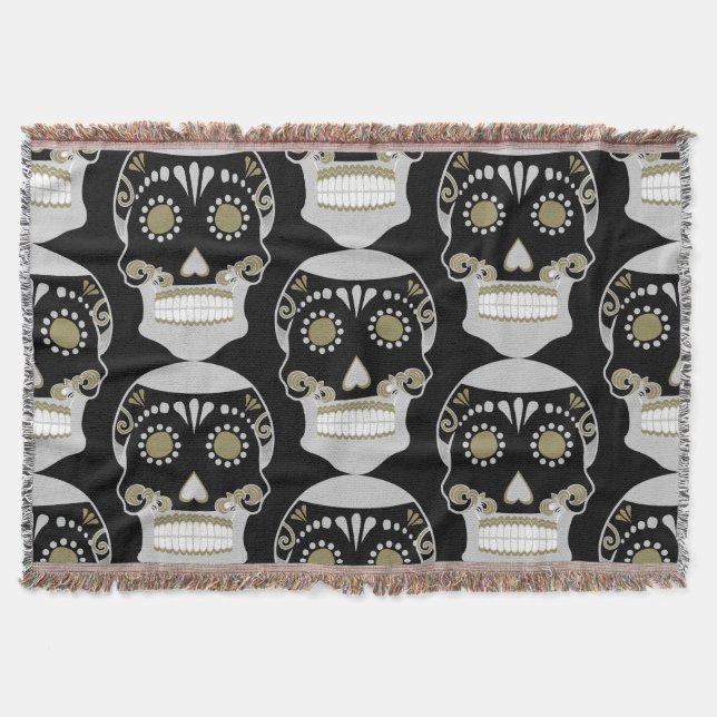 Día De Los Muertos Skull Print Decke (Vorderseite)