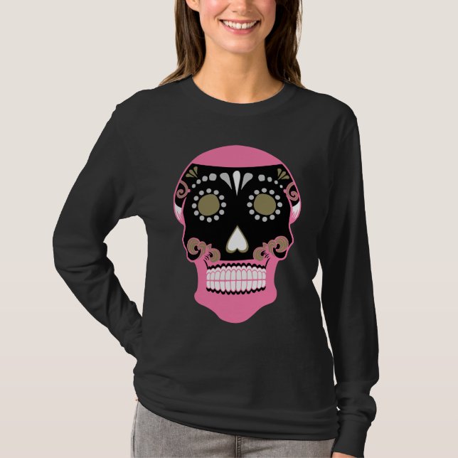 Día De Los Muertos Skull Print T-Shirt (Vorderseite)