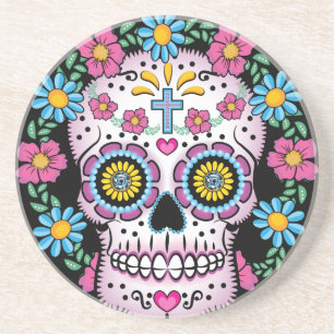 Dia de Los Muertos Skull Sandstein Untersetzer