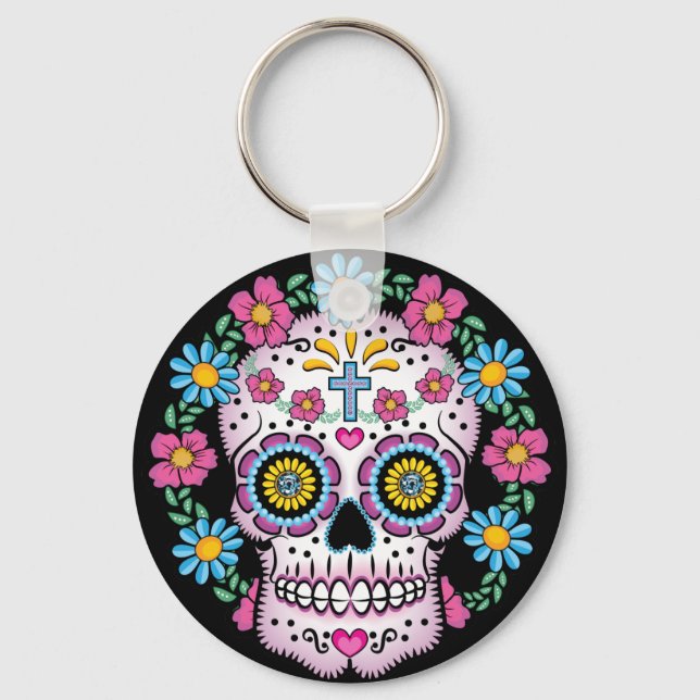 Dia de los Muertos Skull Schlüsselanhänger (Vorderseite)