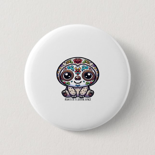 Dia De Los Muertos Sloth Active T - Shirt Button (Vorderseite)