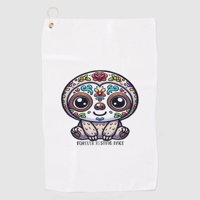 Dia De Los Muertos Sloth Active T - Shirt Golfhandtuch (Vorderseite)