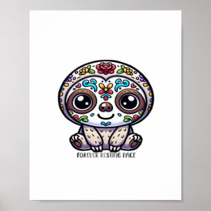 Dia De Los Muertos Sloth Active T - Shirt Poster