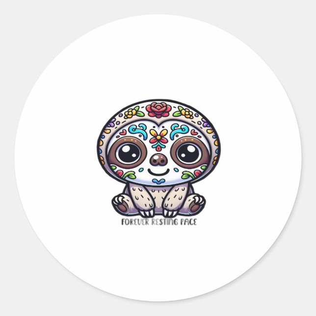 Dia De Los Muertos Sloth Active T - Shirt Runder Aufkleber (Vorderseite)