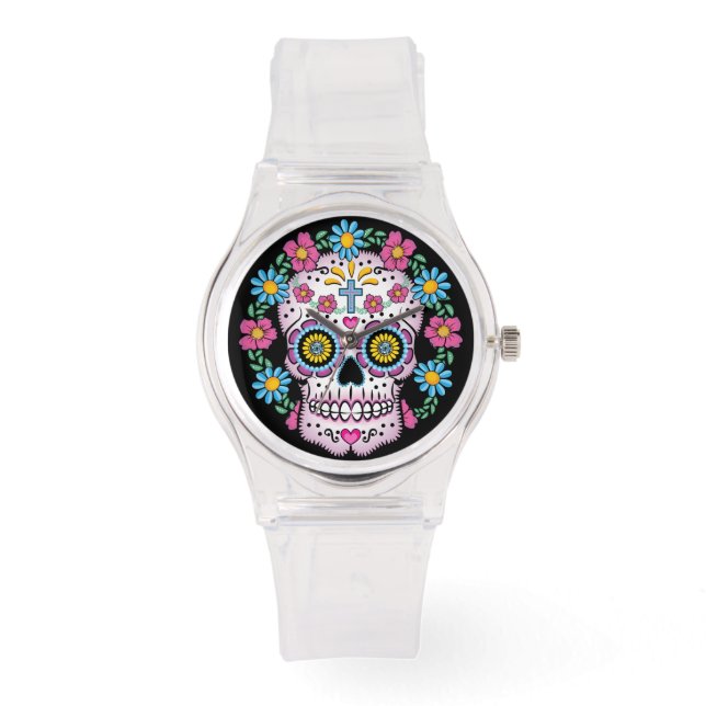 Dia de los Muertos Sugar Skull Armbanduhr (Vorderseite)