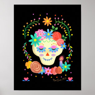 Día de los Muertos Sugar Skull Art Print Poster