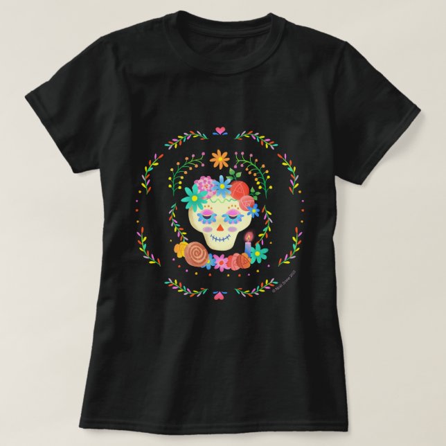 Día de los Muertos Sugar Skull Circular Design T-Shirt (Design vorne)