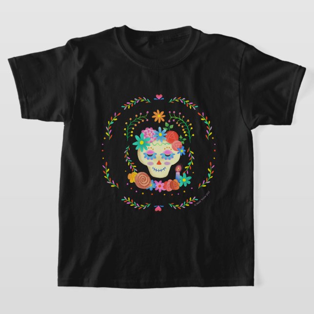 Día de los Muertos Sugar Skull Circular Design T-Shirt (Ablage )