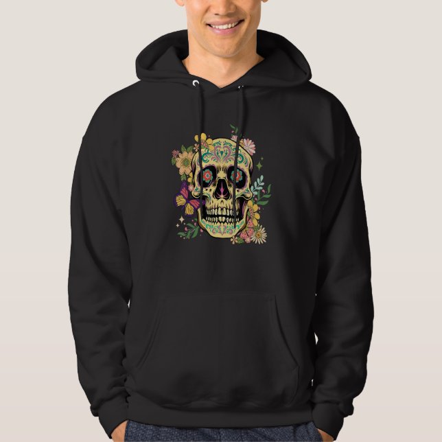Dia De Los Muertos Sugar Skull Flower Day Of The D Hoodie (Vorderseite)