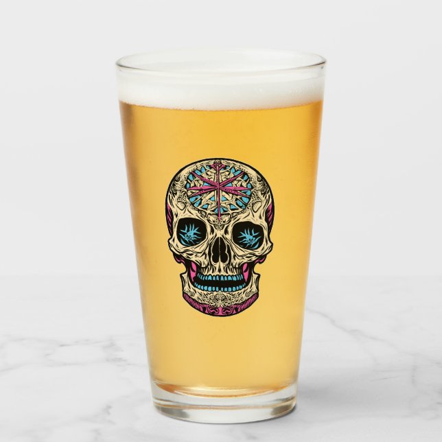 Dia De Los Muertos Sugar Skull Glas (Vorne (Gefüllt))
