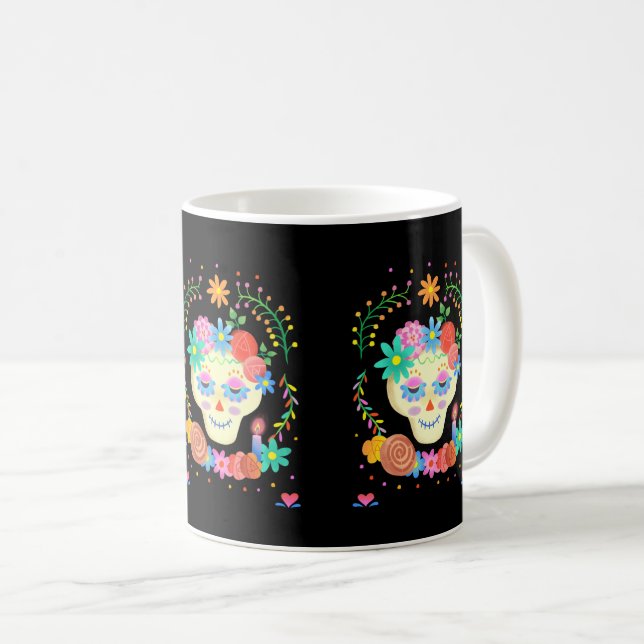 Día de los Muertos Sugar Skull Kaffeetasse (VorderseiteRechts)
