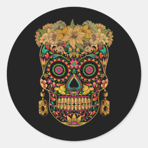 Dia De Los Muertos Sugar Skull La Catrina Hallowee Runder Aufkleber