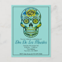 Dia de Los Muertos Sugar Skull mit Blume Blue