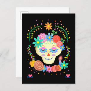 Día de los Muertos Sugar Skull Postkarte