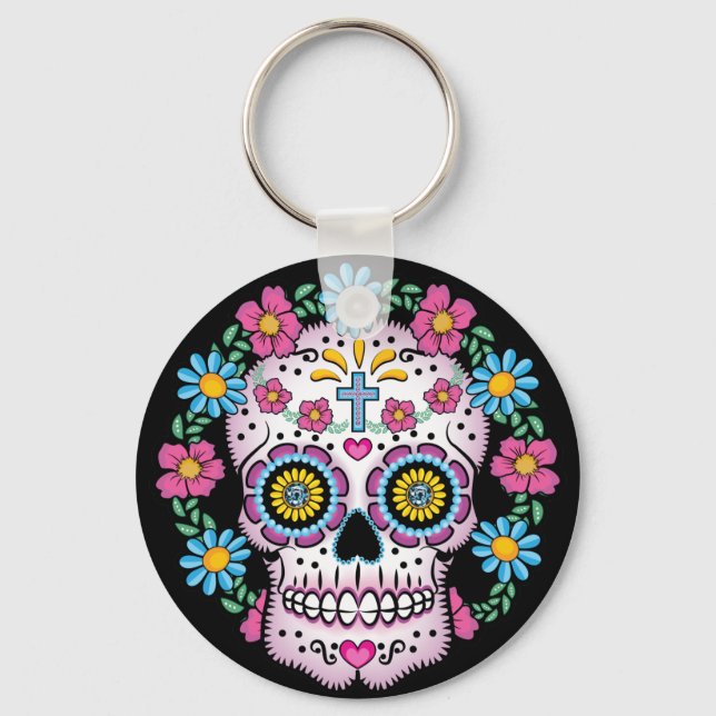 Dia de los Muertos Sugar Skull Schlüsselanhänger (Vorderseite)