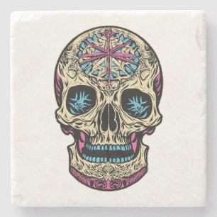 Dia De Los Muertos Sugar Skull Steinuntersetzer