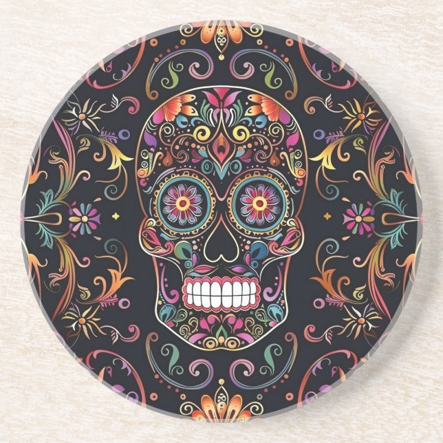 Dia de los Muertos Sugar Skull Stone Getränkeuntersetzer (Vorne)