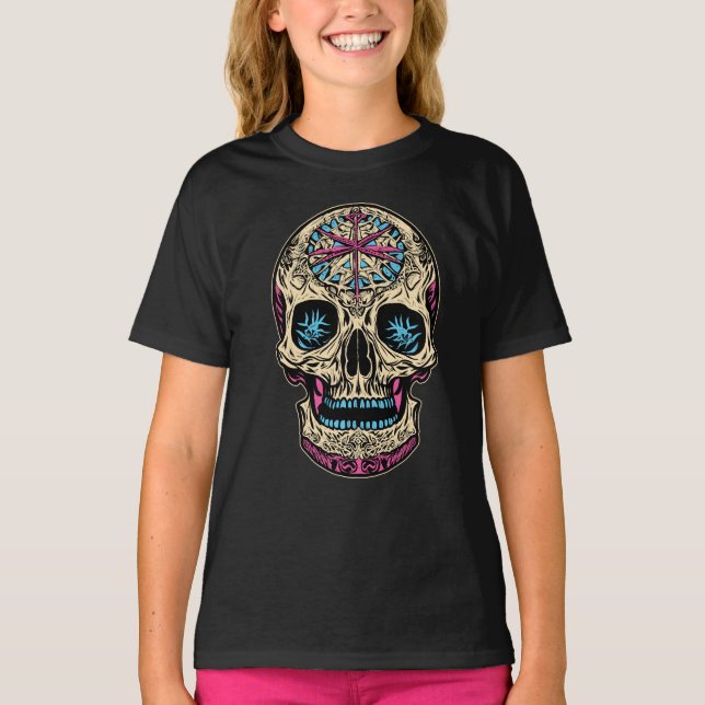 Dia De Los Muertos Sugar Skull T-Shirt (Vorderseite)