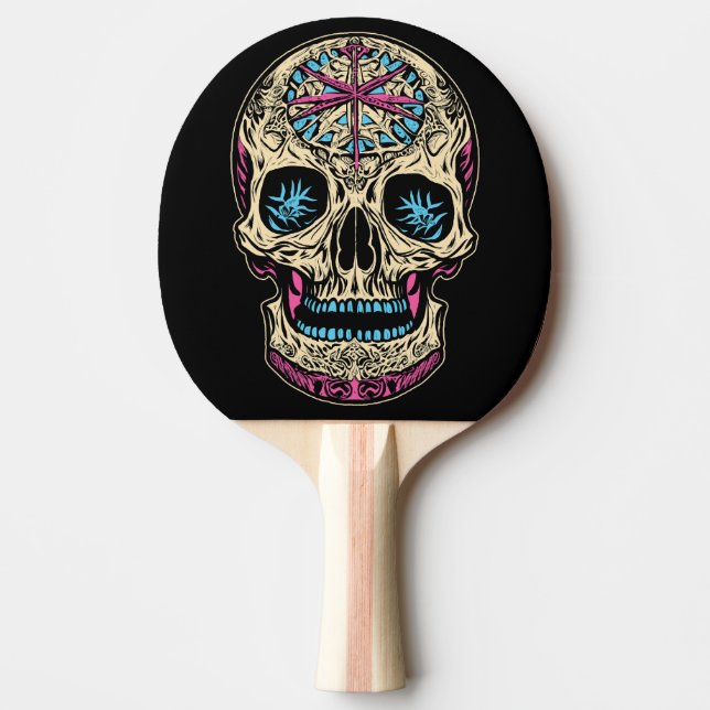 Dia De Los Muertos Sugar Skull Tischtennis Schläger (Vorderseite)